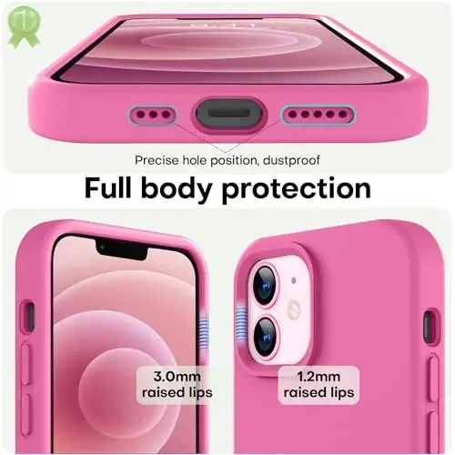 LOVE 3000 iPhone 12 Case/iPhone 12 Pro Case uchun mo'ljallangan, Premium Silikon [Yumshoq Tirnalishga Qarshi Mikrofiber Astar] Zarba o'tkazmaydigan Himoya Telefon Qutisi Erkaklar Ayollar Qizlar uchun 6.1