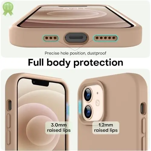 LOVE 3000 iPhone 12 Case/iPhone 12 Pro Case uchun mo'ljallangan, Premium silikon [Yumshoq tirnalishga qarshi mikrofiber qoplamali] Zarbalarga chidamli himoya telefon qutisi erkaklar ayollar qizlar 6.1