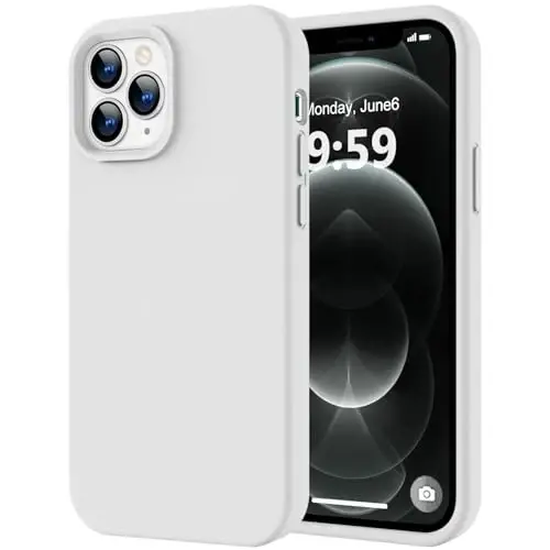 LOVE 3000 Compatible with iPhone 12 Pro Max Phone Case | Thickening Liquid Silicone | Anti-Scratch Microfiber Lining | Full-Body Duty Heavy Protection Case for iPhone 12 Pro Max Women Girls, White - 1