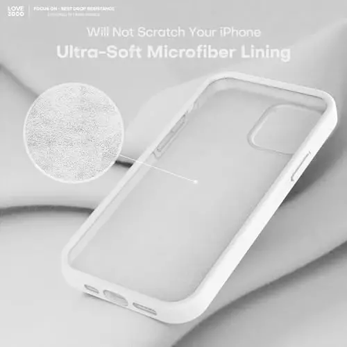 LOVE 3000 Compatible with iPhone 12 Pro Max Phone Case | Thickening Liquid Silicone | Anti-Scratch Microfiber Lining | Full-Body Duty Heavy Protection Case for iPhone 12 Pro Max Women Girls, White - 5