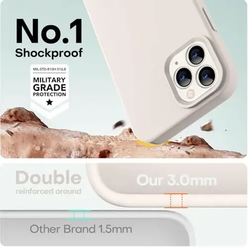 LOVE 3000 Compatible with iPhone 12 Pro Max Phone Case | Thickening 2.1 MM Liquid Silicone | Anti-Scratch Microfiber Lining | Full-Body Duty Heavy Protection Case for Men, Stone - 4