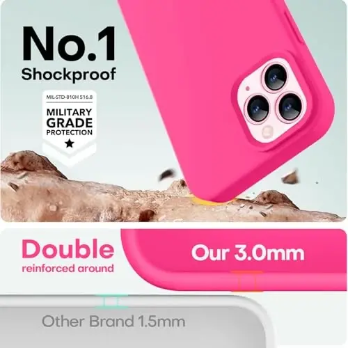 LOVE 3000 Compatible with iPhone 12 Pro Max Phone Case | Thickening 2.1 MM Liquid Silicone | Anti-Scratch Microfiber Lining | Full-Body Duty Heavy Protection Case for Men, Hot Pink - 4