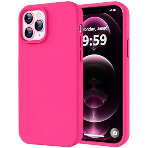 LOVE 3000 Compatible with iPhone 12 Pro Max Phone Case | Thickening 2.1 MM Liquid Silicone | Anti-Scratch Microfiber Lining | Full-Body Duty Heavy Protection Case for Men, Hot Pink - 1