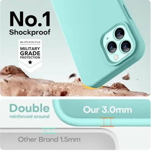 LOVE 3000 Compatible with iPhone 12 Pro Max Phone Case | Thickening 2.1 MM Liquid Silicone | Anti-Scratch Microfiber Lining | Full-Body Duty Heavy Protection Case for Men, Sea Blue - 4