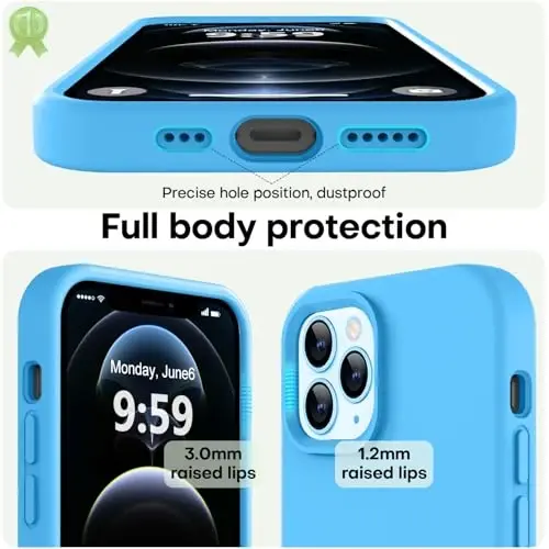 LOVE 3000 Compatible with iPhone 12 Pro Max Phone Case | Thickening 2.1 MM Liquid Silicone | Anti-Scratch Microfiber Lining | Full-Body Duty Heavy Protection Case for Men, Blue - 3