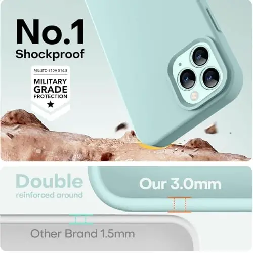 LOVE 3000 Compatible with iPhone 12 Pro Max Phone Case | Thickening 2.1 MM Liquid Silicone | Anti-Scratch Microfiber Lining | Full-Body Duty Heavy Protection Case for Men, Mint - 4