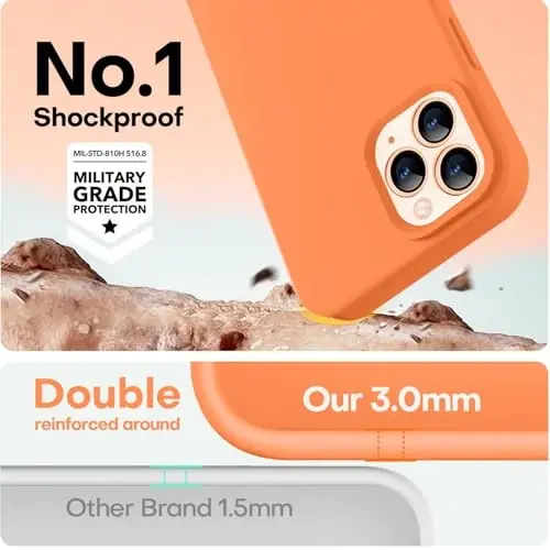 LOVE 3000 iPhone 12 Pro Max ile Uyumlu Telefon Kılıfı | Kalınlaştırma 2.1 MM Sıvı Silikon | Çizilmez Mikrofiber Astar | Tam Gövde Ağır Hizmet Tipi Koruma Kılıfı Erkekler için, Parlak Turuncu - 4