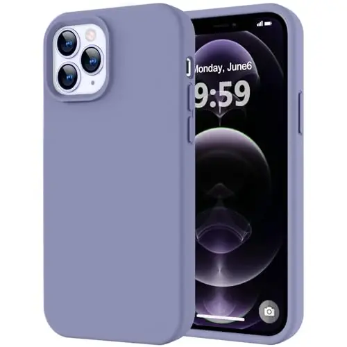 LOVE 3000 iPhone 12 Pro Max uchun mos keladi | Suyuq silikon qalinlashadi | Chizishga qarshi mikrofiber astar | iPhone 12 Pro Max ayollar qizlari uchun to'liq korpusli og'ir himoya qutisi, Lavanda kulrang 