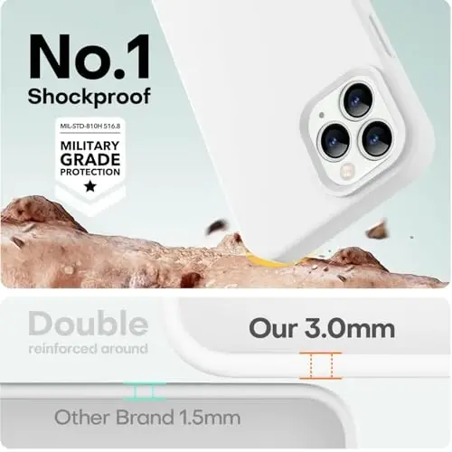 LOVE 3000 iPhone 12 Pro Max uchun mos keladi | Suyuq silikon qalinlashadi | Chizishga qarshi mikrofiber astar | iPhone 12 Pro Max ayollar uchun to'liq himoya qopqog'i, oq - 4