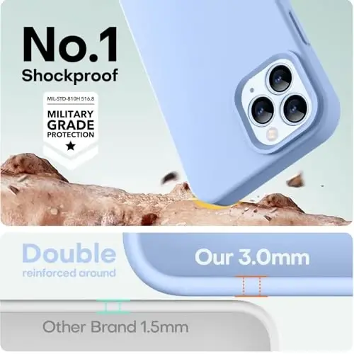 LOVE 3000 iPhone 12 Pro Max uchun mos keladi | Suyuq silikonning qalinlashishi | Chizishga qarshi mikrofiber astar | iPhone 12 Pro Max ayollar qizlar uchun to'liq tana og'ir himoya qutisi, och ko'k - 4