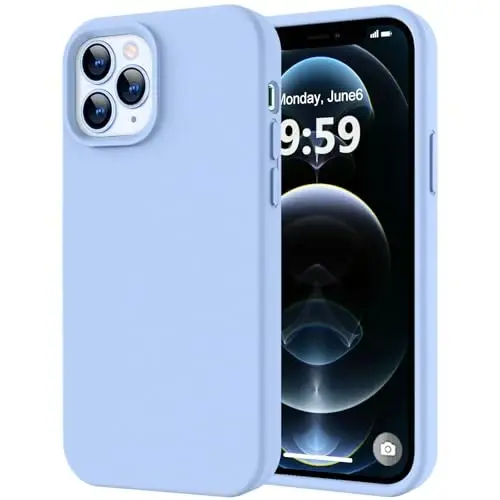 LOVE 3000 iPhone 12 Pro Max uchun mos keladi | Suyuq silikonning qalinlashishi | Chizishga qarshi mikrofiber astar | iPhone 12 Pro Max ayollar qizlar uchun to'liq tana og'ir himoya qutisi, och ko'k 