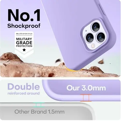 LOVE 3000 iPhone 12 Pro Max uchun mos keladigan g'ilof | Suyuq silikon qalinlashishi | Chizishga qarshi mikrofiber astar | iPhone 12 Pro Max ayollar qizlari uchun to'liq korpusli og'ir himoya g'ilofi, och binafsha - 4