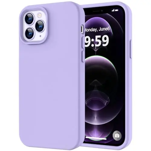 LOVE 3000 iPhone 12 Pro Max uchun mos keladigan g'ilof | Suyuq silikon qalinlashishi | Chizishga qarshi mikrofiber astar | iPhone 12 Pro Max ayollar qizlari uchun to'liq korpusli og'ir himoya g'ilofi, och binafsha 