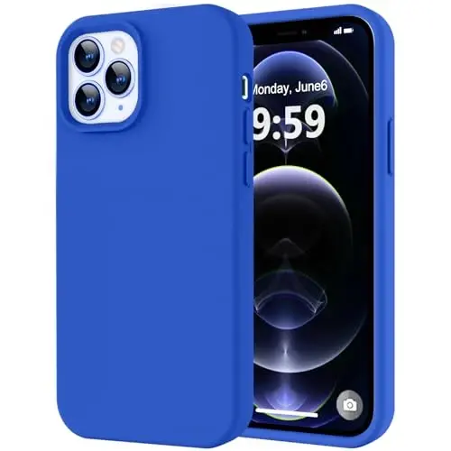 LOVE 3000 iPhone 12 Pro Max uchun mos keladigan telefon gʻilofi | 2,1 MM qalinlikdagi suyuq silikon | Tirnalishga qarshi mikrofiber astar | Erkaklar uchun toʻliq himoya gʻilofi, Klein koʻk - LOVE 3000