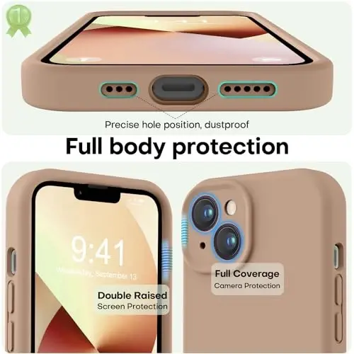 LOVE 3000 iPhone 12 Pro Max uchun mos keladigan telefon g'ilofi | Qalinligi 2,1 MM suyuq silikon | Chizishga qarshi mikrofiber astar | Erkaklar uchun to'liq himoya qopqog'i, och jigarrang - 3
