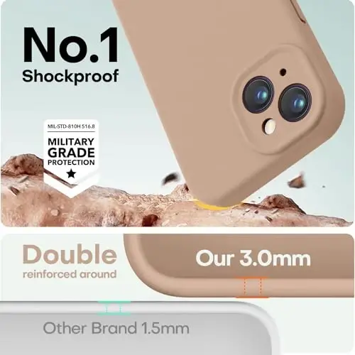 LOVE 3000 iPhone 12 Pro Max uchun mos keladigan telefon g'ilofi | Qalinligi 2,1 MM suyuq silikon | Chizishga qarshi mikrofiber astar | Erkaklar uchun to'liq korpusli kuchli himoya g'ilofi, och jigarrang - 4