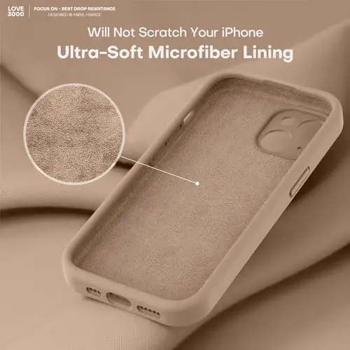 LOVE 3000 iPhone 12 Pro Max uchun mos keladigan telefon g'ilofi | Qalinligi 2,1 MM suyuq silikon | Chizishga qarshi mikrofiber astar | Erkaklar uchun to'liq korpusli kuchli himoya g'ilofi, och jigarrang - 5