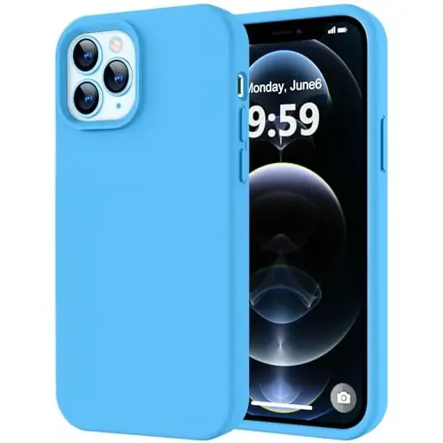 LOVE 3000 iPhone 12 Pro Max uchun mos keladigan telefon g‘ilofi | Qalinligi 2,1 MM suyuq silikon | Chizishga qarshi mikrofiber astar | Erkaklar uchun to‘liq korpusli og‘ir himoya g‘ilofi, ko‘k 