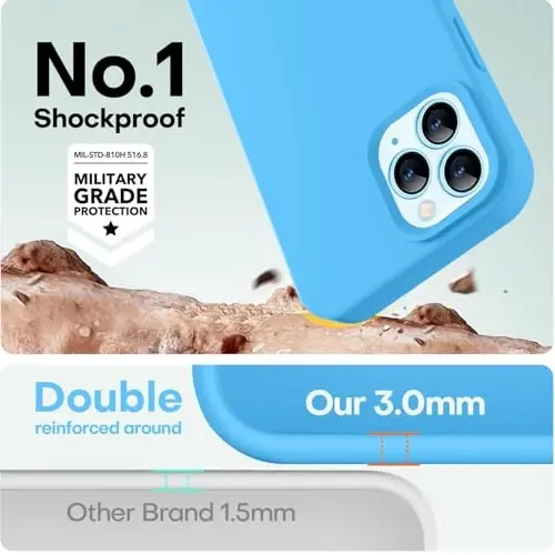 LOVE 3000 iPhone 12 Pro Max uchun mos keladigan telefon g‘ilofi | Qalinligi 2,1 MM suyuq silikon | Chizishga qarshi mikrofiber astar | Erkaklar uchun to‘liq korpusli og‘ir himoya g‘ilofi, ko‘k - 4