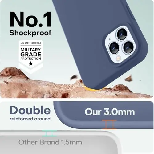 LOVE 3000 iPhone 12 Pro Max uchun mos keladigan telefon g'ilofi | Qalinligi 2,1 MM suyuq silikon | Chizishga qarshi mikrofiber astar | Erkaklar uchun to'liq tanani himoya qiluvchi og'ir g'ilof, to'q ko'k - 4