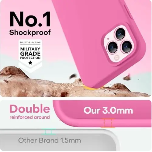 LOVE 3000 iPhone 12 Pro Max uchun mos keladigan telefon g‘ilofi | Qalinligi 2,1 MM suyuq silikon | Tirnalishga qarshi mikrofiber astar | Erkaklar uchun to‘liq himoya, Pitaya - 4
