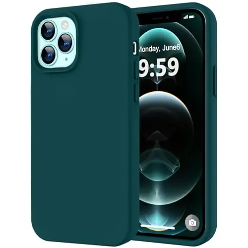 LOVE 3000 iPhone 12 Pro Max uchun mos keladigan telefon g‘ilofi | Qalinligi 2.1 MM suyuq silikon | Tirnalishga qarshi mikrofiber qoplama | Erkaklar uchun to‘liq korpusli og‘ir himoya g‘ilofi, Teal 