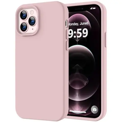 LOVE 3000 iPhone 12 Pro Max uchun mos keladigan telefon g'ilofi | Suyuq silikon qalinlash | Chizishga qarshi mikrofiber astar | iPhone 12 Pro Max ayollar qizlar uchun to'liq tana og'ir himoya g'ilofi, pushti qum 