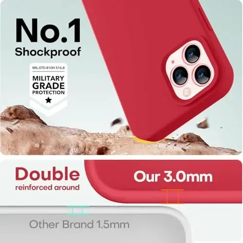 LOVE 3000 iPhone 12 Pro Max uchun mos keladigan telefon gʻilofi | Suyuq silikon qalinlashishi | Chizishga qarshi mikrofiber astar | iPhone 12 Pro Max ayollar qizlari uchun toʻliq korpusli ogʻir himoya gʻilofi, qizil - 4