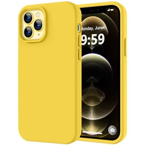 LOVE 3000 iPhone 12 Pro Max uchun mos keladigan telefon gʻilofi | Suyuq silikon qalinlashishi | Tirnalishga qarshi mikrofiber astar | iPhone 12 Pro Max ayollar qizlari uchun toʻliq korpusli ogʻir himoya gʻilofi, sariq 