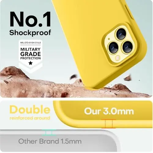 LOVE 3000 iPhone 12 Pro Max uchun mos keladigan telefon gʻilofi | Suyuq silikon qalinlashishi | Tirnalishga qarshi mikrofiber astar | iPhone 12 Pro Max ayollar qizlari uchun toʻliq korpusli ogʻir himoya gʻilofi, sariq - 4