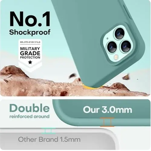 LOVE 3000 Compatible with iPhone 12 Pro Max Phone Case | Thickening 2.1 MM Liquid Silicone | Anti-Scratch Microfiber Lining | Full-Body Duty Heavy Protection Case for Men, Pine Green - 4