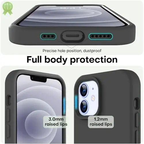 LOVE 3000 iPhone 12/iPhone 12 Pro uchun g‘ilof, Premium silikon, [chizilishga qarshi yumshoq mikrofiber astarli] zarbga chidamli himoya g‘ilofi, erkaklar, ayollar va qizlar uchun 6,1