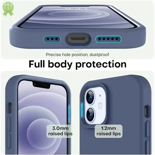 LOVE 3000 iPhone 12/iPhone 12 Pro uchun g‘ilof, Premium silikon, [Yumshoq chizilishga qarshi mikrofiber astar] Zarbadan himoya qiluvchi telefon g‘ilofi, erkaklar ayollar qizlar uchun 6.1
