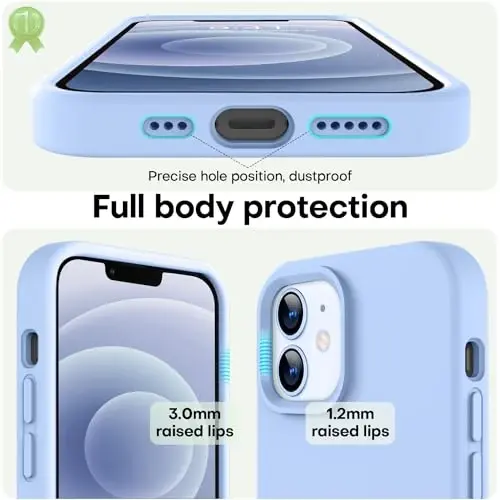 LOVE 3000 iPhone 12/iPhone 12 Pro uchun g‘ilof, Premium silikon [Yumshoq chizishga qarshi mikrofiber astar] Zarbadan himoya qiluvchi telefon g‘ilofi erkaklar ayollar qizlar uchun 6.1