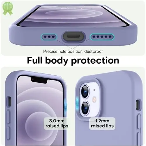 LOVE 3000 iPhone 12/iPhone 12 Pro uchun g‘ilof, Premium silikon, [Yumshoq tirnalishga qarshi mikrofiber astar] Zarbadan himoya qiluvchi telefon g‘ilofi, Erkaklar Ayollar Qizlar uchun 6.1