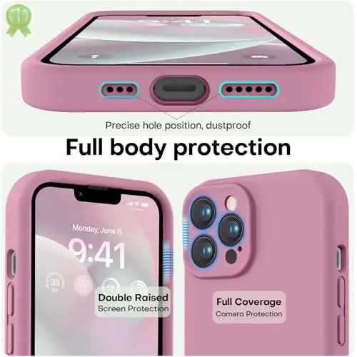 LOVE 3000 iPhone 13 Pro Max uchun mo'ljallangan g'ilof, Premium silikon [Yumshoq tirnalishga qarshi mikrofiber astar] Zarba o'tkazmaydigan himoya telefon g'ilofi erkaklar ayollar qizlar uchun 6,7