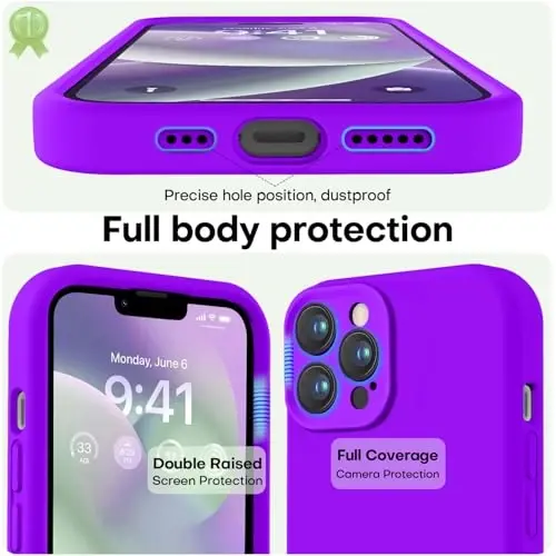 LOVE 3000 iPhone 13 Pro Max uchun mo'ljallangan g'ilof, Premium silikon [Yumshoq tirnalishga qarshi mikrofiber astar] Zarba o'tkazmaydigan himoya telefon g'ilofi erkaklar ayollar qizlar uchun 6,7