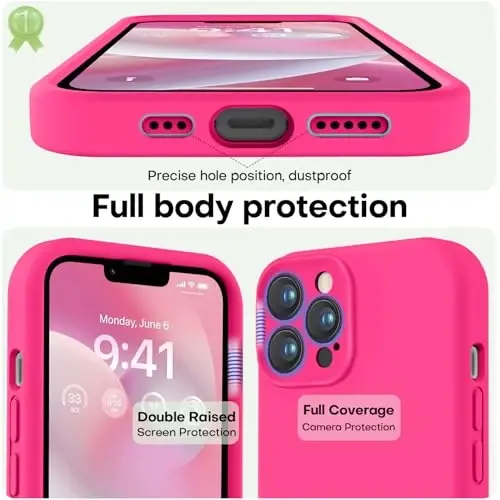 LOVE 3000 iPhone 13 Pro Max uchun mo'ljallangan g'ilof, Premium silikon [Yumshoq tirnalishga qarshi mikrofiber astar] Zarba o'tkazmaydigan himoya telefon g'ilofi erkaklar ayollar qizlar uchun 6.7