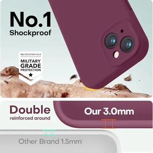 LOVE 3000 iPhone 13 uchun mo'ljallangan g'ilof, [Kamera himoyasi] bilan Premium silikon [Yumshoq tirnalishga qarshi mikrofiber astar] iPhone 13 ayollar erkaklar qizlar 6.1