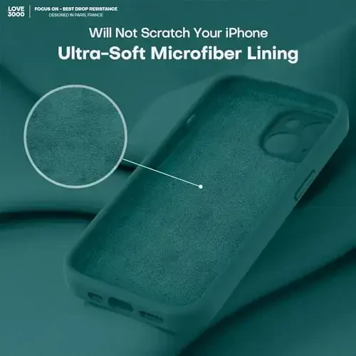 LOVE 3000 iPhone 13 uchun mo'ljallangan g'ilof, [Kamera himoyasi] bilan Premium silikon [Yumshoq tirnalishga qarshi mikrofiber astar] iPhone 13 ayollar erkaklar qizlar uchun zarbga chidamli himoya telefon g'ilofi 6.1