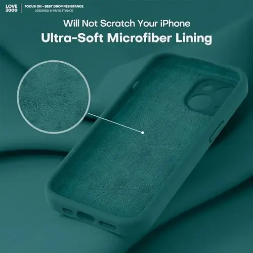 LOVE 3000 iPhone 13 uchun mo'ljallangan g'ilof, [Kamera himoyasi] bilan Premium silikon [Yumshoq tirnalishga qarshi mikrofiber astar] iPhone 13 ayollar erkaklar qizlar uchun zarbga chidamli himoya telefon g'ilofi 6.1