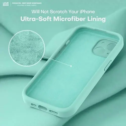 LOVE 3000 iPhone 13 uchun mo'ljallangan g'ilof, Premium silikon [Kamera himoyasi] [Yumshoq tirnalishga qarshi mikrofiber astar] iPhone 13 ayollar erkaklar qizlar 6.1