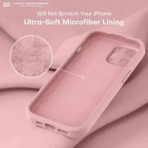 LOVE 3000 iPhone 14 Pro Max uchun mo'ljallangan g'ilof, Premium silikon [Yumshoq chizishga qarshi mikrofiber astar] Zarbadan himoya qiluvchi telefon g'ilofi erkaklar, ayollar, qizlar uchun 6,7