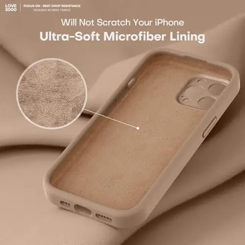 LOVE 3000 iPhone 14 Pro uchun mo'ljallangan g'ilof, Premium silikon, [Yumshoq chizishga qarshi mikrofiber astar] Zarbalarga chidamli himoya telefon g'ilofi erkaklar ayollar qizlar uchun 6.1