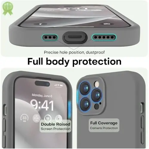 LOVE 3000 iPhone 14 Pro uchun mo'ljallangan g'ilof, Premium silikon [Yumshoq tirnalishga qarshi mikrofiber astar] Zarba o'tkazmaydigan himoya telefon g'ilofi erkaklar ayollar qizlar uchun 6.1
