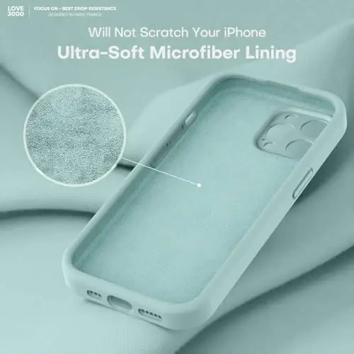 LOVE 3000 iPhone 14 Pro uchun mo'ljallangan g'ilof, Premium silikon [Yumshoq tirnalishga qarshi mikrofiber astar] Zarba o'tkazmaydigan himoya telefon g'ilofi erkaklar ayollar qizlar uchun 6.1