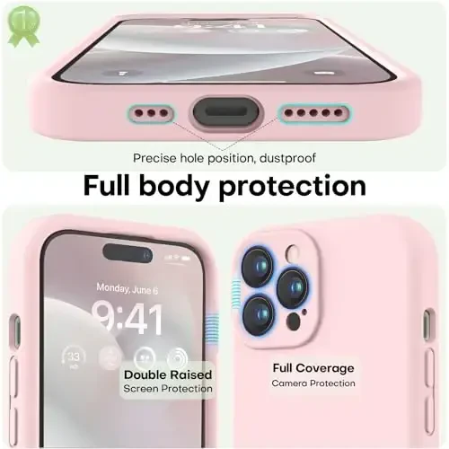 LOVE 3000 iPhone 14 Pro uchun mo'ljallangan g'ilof, Premium silikon, [Yumshoq tirnalishga qarshi mikrofiber astar] Zarbadan himoya qiluvchi telefon g'ilofi erkaklar ayollar qizlar uchun 6.1