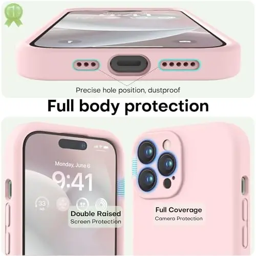 LOVE 3000 iPhone 14 Pro uchun mo'ljallangan g'ilof, Premium silikon, [Yumshoq tirnalishga qarshi mikrofiber astar] Zarbadan himoya qiluvchi telefon g'ilofi erkaklar ayollar qizlar uchun 6.1