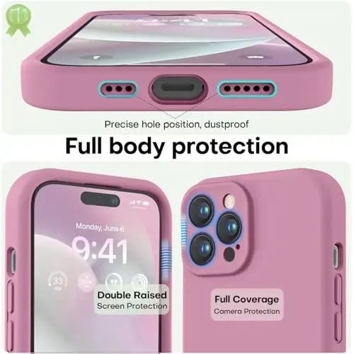 LOVE 3000 iPhone 14 Pro uchun mo'ljallangan g'ilof, Premium silikon [Yumshoq tirnalishga qarshi mikrofiber astar] Zarbalarga chidamli himoya telefon g'ilofi erkaklar ayollar qizlar uchun 6.1