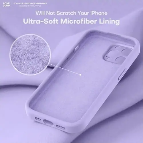 LOVE 3000 iPhone 14 Pro uchun mo'ljallangan g'ilof, yuqori sifatli silikon, [yumshoq tirnalishga qarshi mikrofiber astar] zarbga chidamli himoya telefon g'ilofi erkaklar ayollar qizlar uchun 6.1